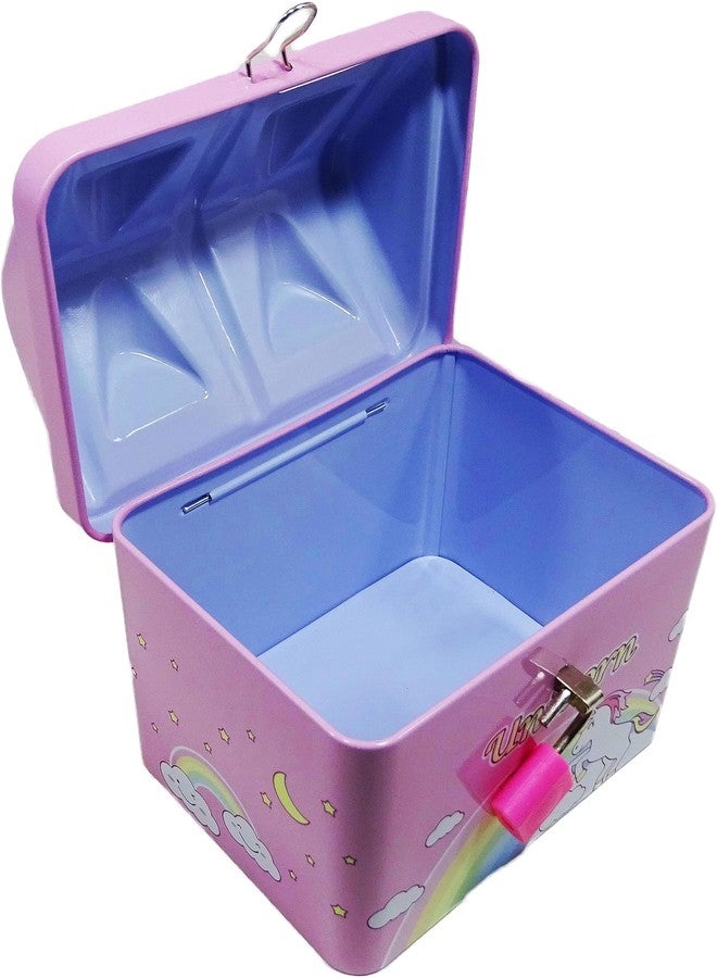 DISHVY® Combo of Pink and Blue Unicorn Design Hut Shape Piggy Bank |Includes Lock and Key|Unicorn Coin Bank | Money Box| Gullak for Kids|Birthday Party Return Gift - Image 4