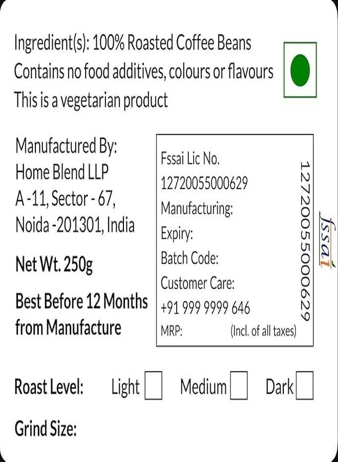 Home Blend Coffee Roasters - Grounded Coffee - Decaf-Boothangudi Estate (250g, Light Roast, French Press) - Image 2
