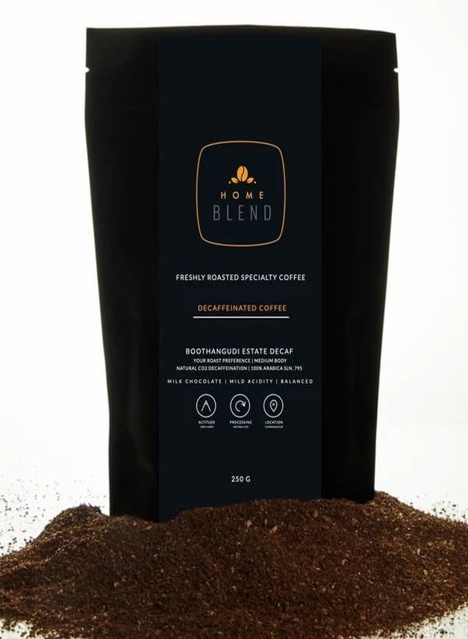 Home Blend Coffee Roasters - Grounded Coffee - Decaf-Boothangudi Estate (250g, Light Roast, French Press) - Image 1