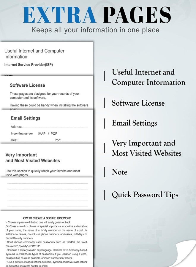 hi!SCI Small Password Keeper Book with Colorful Alphabetical Tabs, Hardcover Password Log-book for Internet Password and Website Address, 5.8"×8.4" Password Notebook for Home Office (Blue) - Image 5