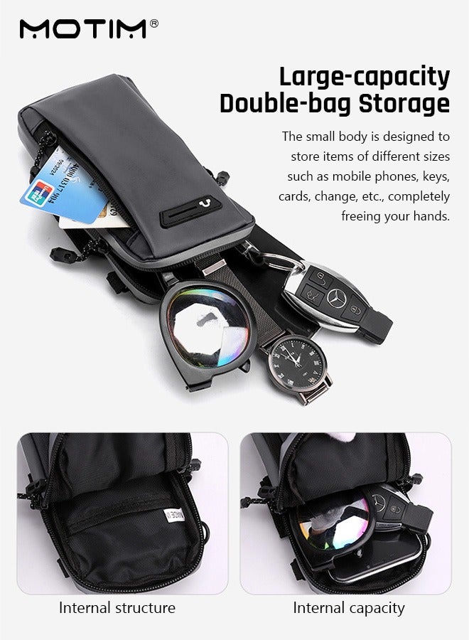 Motim Sports Armband Mobile Phone Arm Bag Multifunctional Crossbody Bag Passport Travel Wallet Bag Mobile Phone Holder up to 7 Inches for Running Jogging Yoga Hiking Grey - Image 4