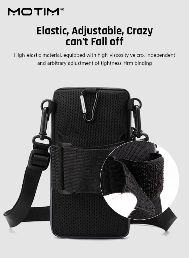 Motim Sports Armband Mobile Phone Arm Bag Multifunctional Crossbody Bag Passport Travel Wallet Bag Mobile Phone Holder up to 7 Inches for Running Jogging Yoga Hiking Grey - Image 2