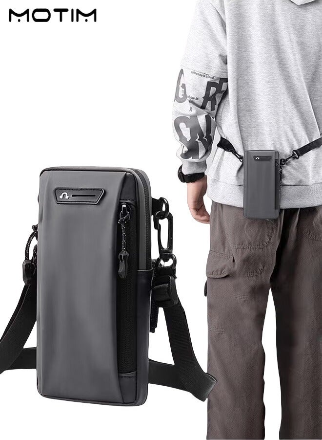 Motim Sports Armband Mobile Phone Arm Bag Multifunctional Crossbody Bag Passport Travel Wallet Bag Mobile Phone Holder up to 7 Inches for Running Jogging Yoga Hiking Grey - Image 1