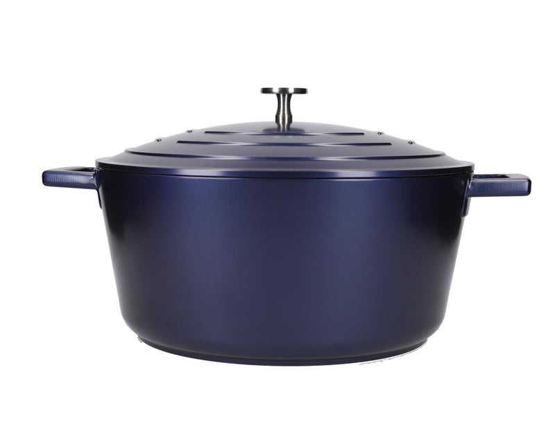 MasterClass Casserole Dish with Lid Large 5L28 cm Lightweight Cast Aluminium Induction Hob and Oven Safe Blue