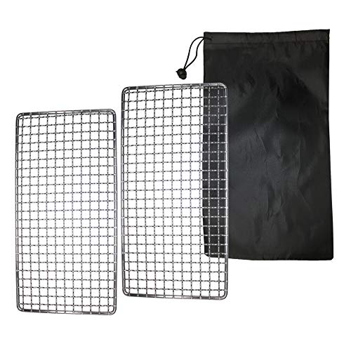 ZipSeven Camping Bushcraft Backpacker Grill Welded Stainless Steel Campfire Cooking Grate High Strength Outdoor Mesh Gear for Camping, Hiking, and Backpacking Family 2-Pack - Image 1