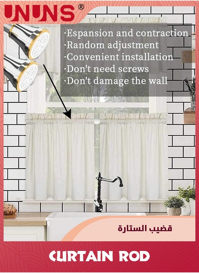 UNUNS - Spring Tension Curtain Rod,Adjustable Small Curtain Rods,Shower Curtain Tension Rods For Window Bathroom Cupboard Kitchen, No Drilling-110-200cm,Grey - Image 1