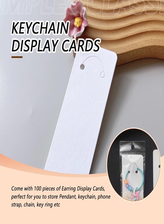 Quupy 100 Sets Keychain Display Cards with Self-Sealing Bags Display Keyring Cardstock Holder Long Keychain Cards Holder for Displaying Keyring Keychains Jewelry Packaging(5.9X2inch) - Image 3