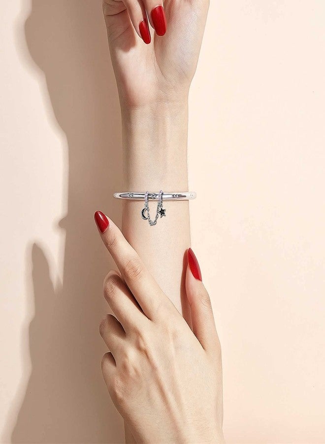 KunBead Safety Chain Moon Star Purple Crystal Charms Compatible with Pandora Charm Bracelets for Women - Image 3