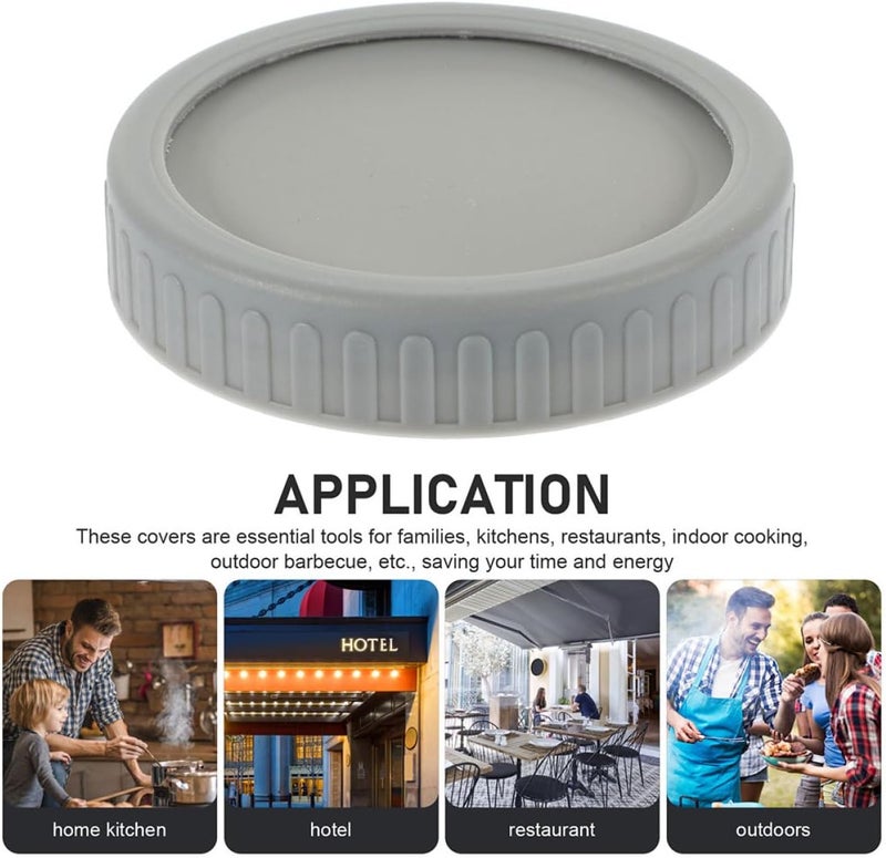 Wide Mouth Mason Jar Lids Silicone Split-type Seal Covers Gray Silicone Gaskets 2 Sets Reusable Kitchen Jar Protectors for Canning and Storage - Image 3