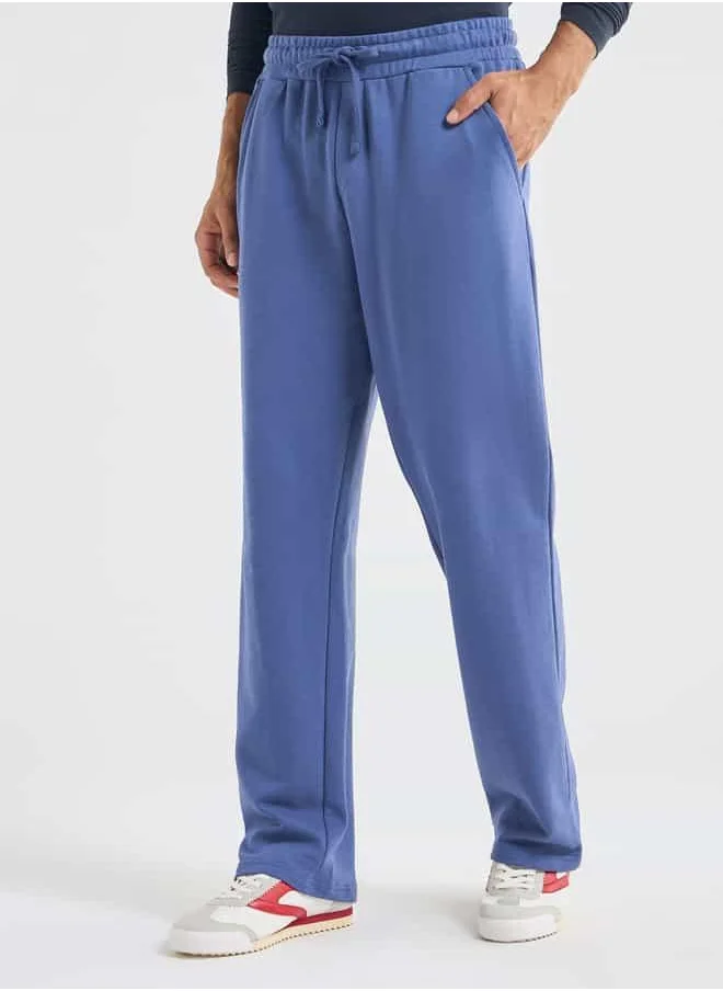 FAV Solid Track Pants with Drawstring Closure and Pockets