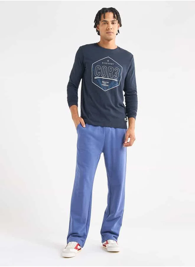 FAV Solid Track Pants with Drawstring Closure and Pockets