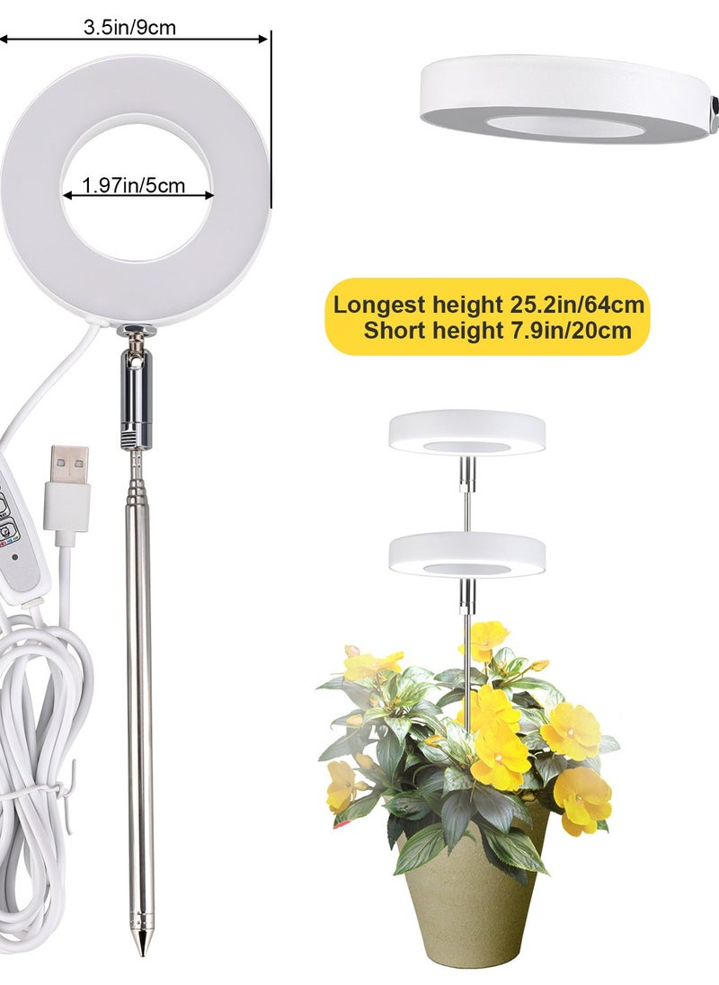 Generic Grow Lights for Indoor Plants,Full Spectrum LED Halo Plant Lights，Automatic Timer 2/4/8H, 4 Dimmable Brightness,5V Safe Voltage Growing Lamp， Height Adjustable Small ，Ideal for Small Plants  - Image 2