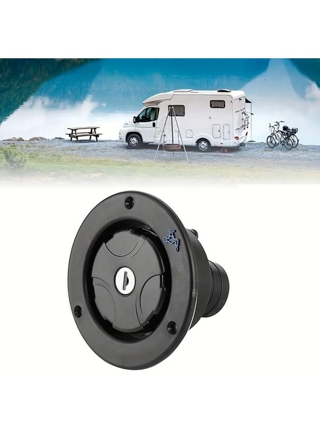 Black RV Water Inlet Gravity Fill Port with Lock and 2 Keys for Campers Trailers Boats - Image 1