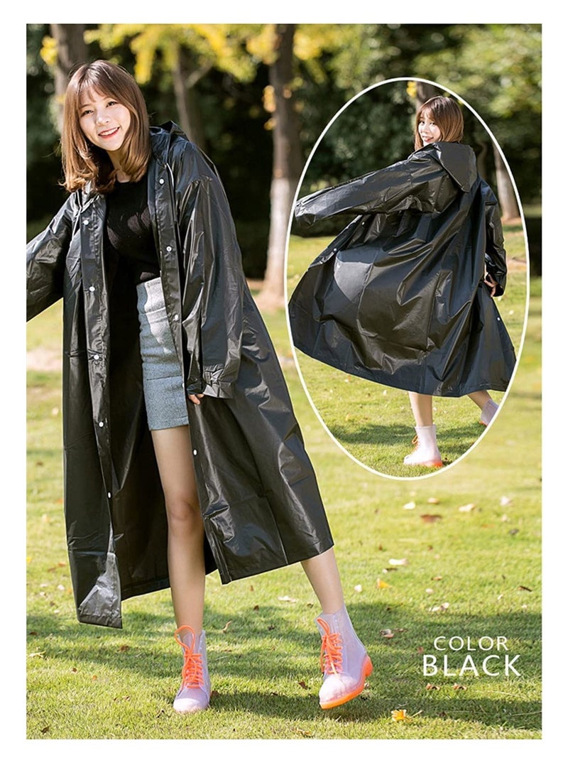 SYOSI Raincoat Rain Poncho for Adults, 1 Pack EVA Rain Poncho for Women and Men Reusable Raincoat Jacket Packable for Family FishingTravelEmergency with Hood and Elastic Sleeving  - Image 2