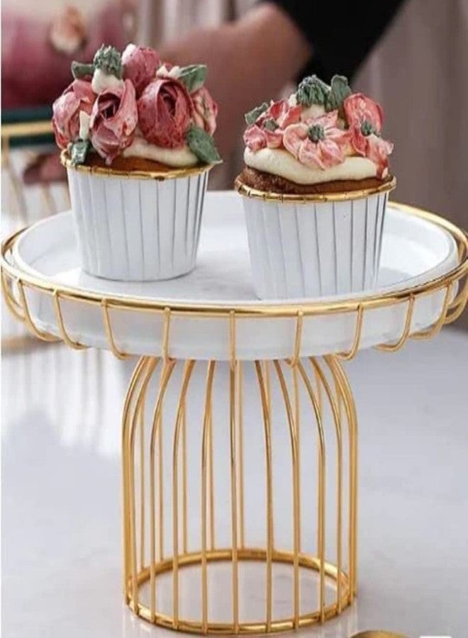 MAXXINN Metal Round Cupcake Stand White and Gold Multipurpose Serving Stand Perfect for Weeding, Birthday Party - Image 4