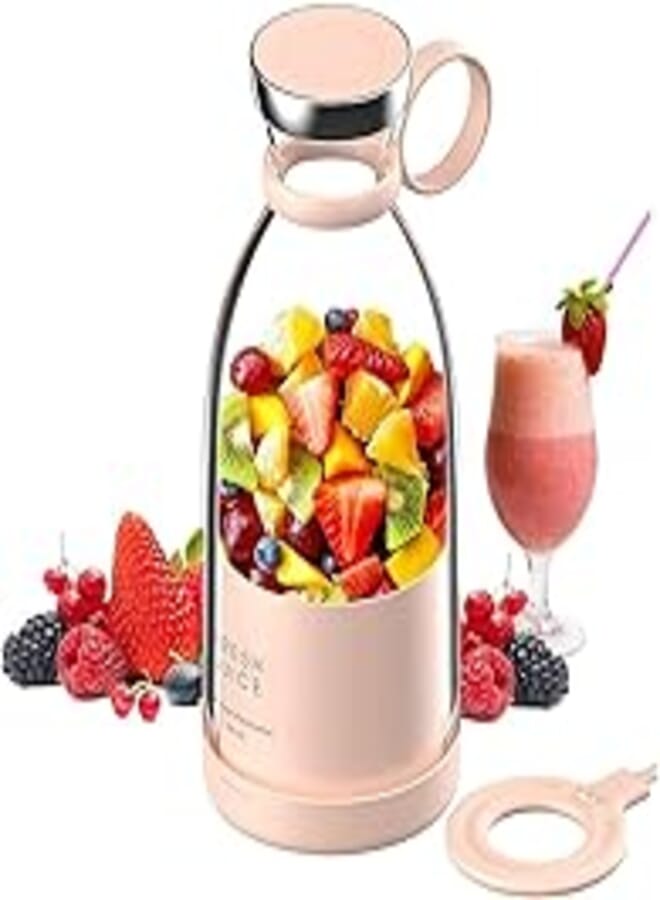 Milton Portable Blender Personal Size Blender, Personal Juicer with USB Wireless Rechargeable, Cordless Juicer Personal Blender, Mini Mixer (Pink)