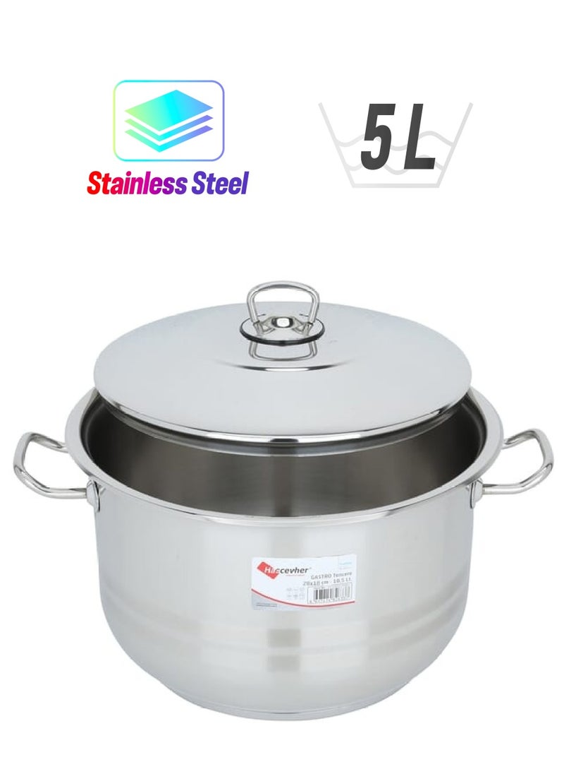 Alsaif Gallery - Turkish Silver Stainless Steel 28X18 Cm Cooking Pot - Image 1