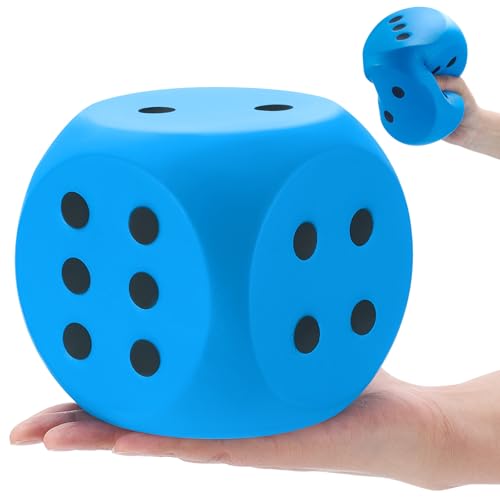 Zomiboo Large 5 Inch Foam Dice Jumbo 6 Sided Giant Dice for Casino Party Classroom Anxiety Stress Relieve Ball Toy Gifts for Adults Kids Board Game to Get Your Lucky NumbersBlue - Image 1