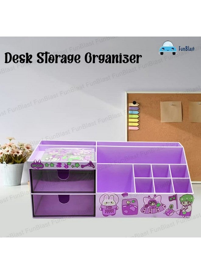 FunBlast Desk Organizer Stationary Storage Stand, Pen & Pencil Holder - Table Pen Holder, Stylish, Stationery Organizer Box With Diy Stickers (Purple, Polypropylene;Acrylonitrile Butadiene Styrene) - Image 4