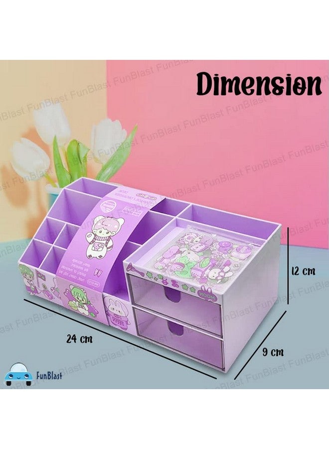 FunBlast Desk Organizer Stationary Storage Stand, Pen & Pencil Holder - Table Pen Holder, Stylish, Stationery Organizer Box With Diy Stickers (Purple, Polypropylene;Acrylonitrile Butadiene Styrene) - Image 2