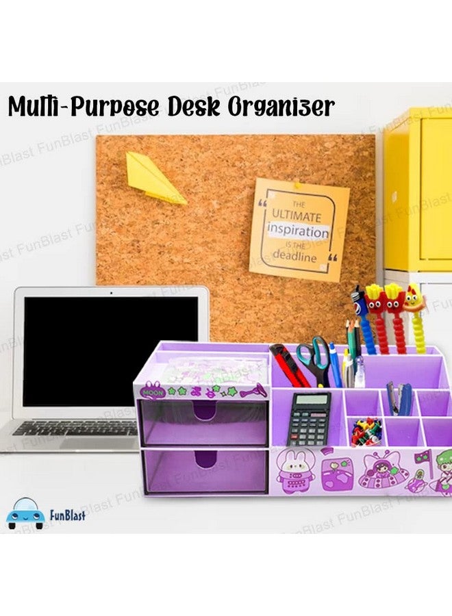 FunBlast Desk Organizer Stationary Storage Stand, Pen & Pencil Holder - Table Pen Holder, Stylish, Stationery Organizer Box With Diy Stickers (Purple, Polypropylene;Acrylonitrile Butadiene Styrene) - Image 5