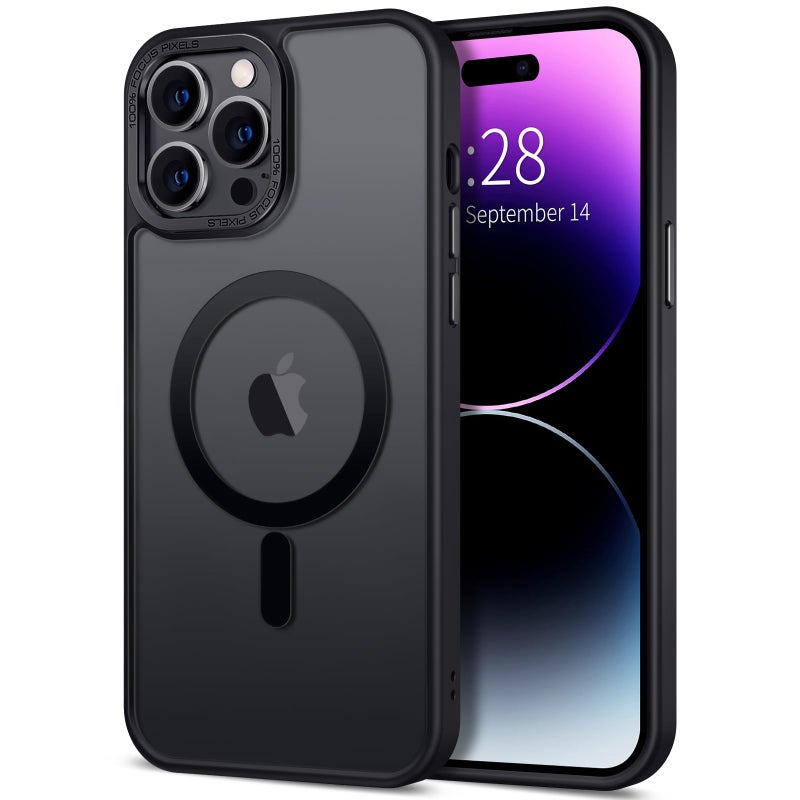 Hython Case for iPhone 14 Pro Max Case Magnetic Translucent Matte Phone Cases 6.7" [Compatible with MagSafe] Thin Slim Fit Shockproof Bumper Hard Protective Cover for Women Men Girls, Frosted Black - Image 1