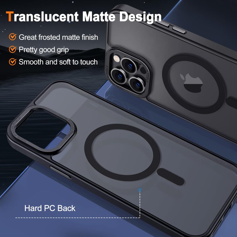 Hython Case for iPhone 14 Pro Max Case Magnetic Translucent Matte Phone Cases 6.7" [Compatible with MagSafe] Thin Slim Fit Shockproof Bumper Hard Protective Cover for Women Men Girls, Frosted Black - Image 2