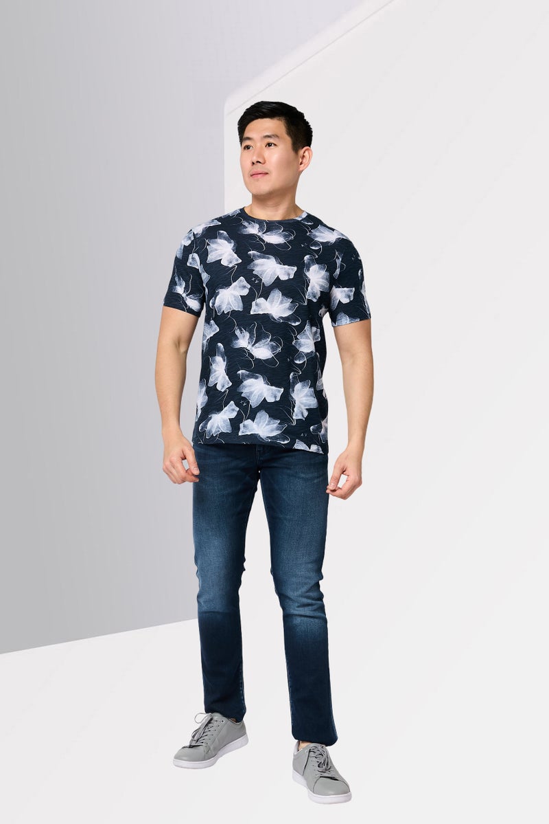 Armani Exchange Men Crew Neck Short Sleeve Floral Print T-Shirt, Multicolor - Image 2