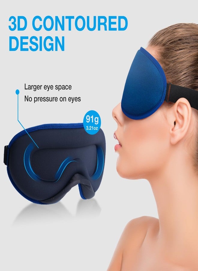 LYSIAN 3D Sleep Mask for Side Sleepers, Blackout Eye Mask with No Pressure on Eyes, Adjustable Comfortable Blindfold with 5 Pairs of Ear Plugs for Sleeping, Travel, Nap, Blue - Image 2