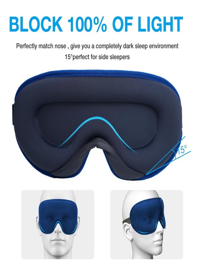 LYSIAN 3D Sleep Mask for Side Sleepers, Blackout Eye Mask with No Pressure on Eyes, Adjustable Comfortable Blindfold with 5 Pairs of Ear Plugs for Sleeping, Travel, Nap, Blue - Image 3