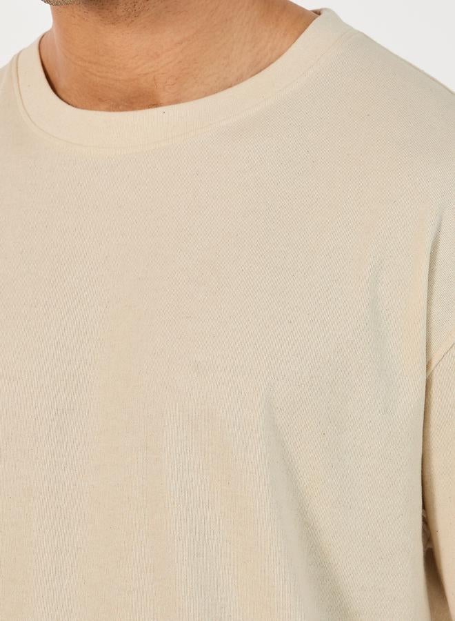 Styli Back Print Oversized T-Shirt & Open Hem Interlock Joggers Co-Ords  - Image 4