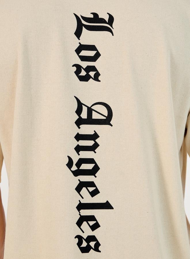 Styli Back Print Oversized T-Shirt & Open Hem Interlock Joggers Co-Ords  - Image 5