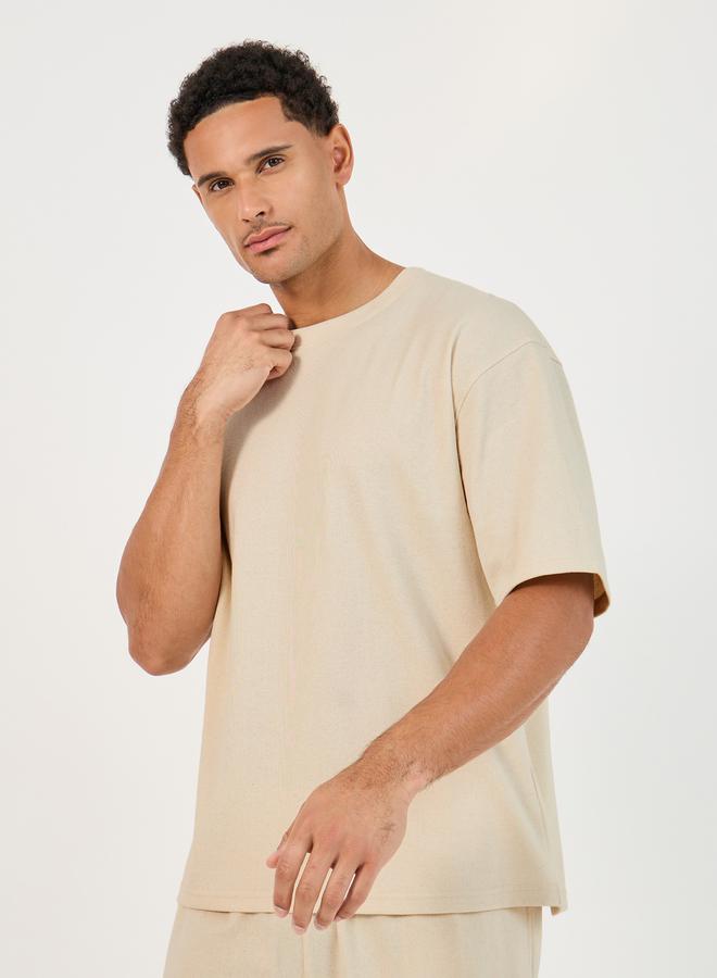 Styli Back Print Oversized T-Shirt & Open Hem Interlock Joggers Co-Ords  - Image 2