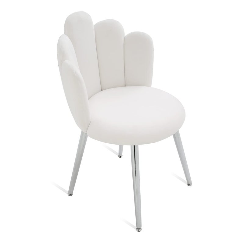 BOWTHY BOWTHY Vanity Chair for Makeup Room Midcentury Modern Accent Chair for Living Room Bedroom Velvet Chair with Back Support and Metal Legs White  - Image 1