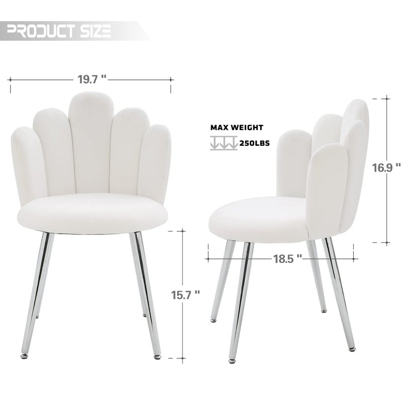 BOWTHY BOWTHY Vanity Chair for Makeup Room Midcentury Modern Accent Chair for Living Room Bedroom Velvet Chair with Back Support and Metal Legs White  - Image 3