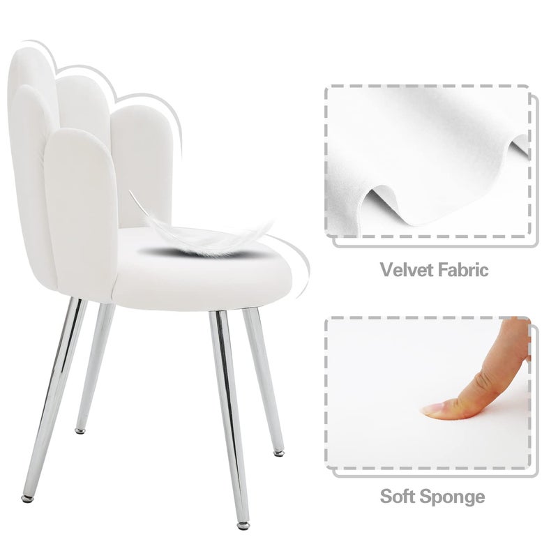 BOWTHY BOWTHY Vanity Chair for Makeup Room Midcentury Modern Accent Chair for Living Room Bedroom Velvet Chair with Back Support and Metal Legs White  - Image 5