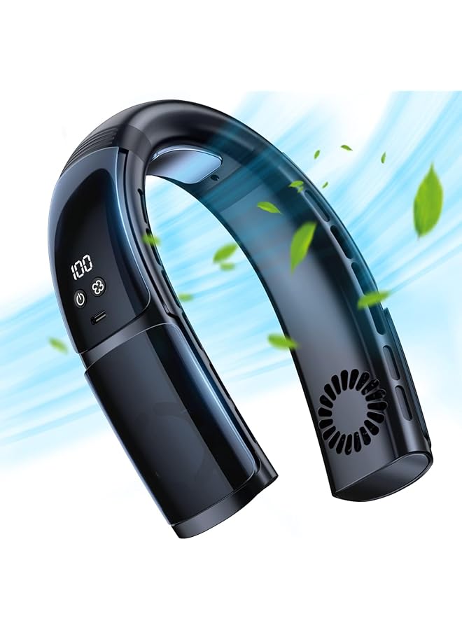 إيروريكس مروحة رقبة محمولة بدون شفرات مروحة رقبة محمولة قابلة لإعادة الشحن بقوة 4000 مللي أمبير في الساعة مع تدفق هواء بارد 360 درجة و5 سرعات وتصميم بدون استخدام اليدين للسفر والاستخدام الداخلي - Image 1