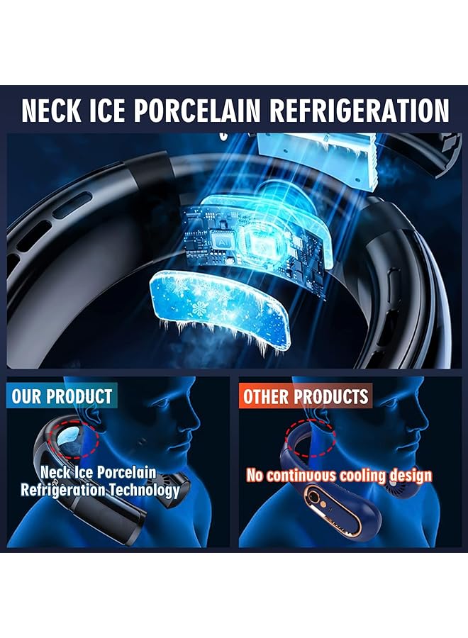 إيروريكس مروحة رقبة محمولة بدون شفرات مروحة رقبة محمولة قابلة لإعادة الشحن بقوة 4000 مللي أمبير في الساعة مع تدفق هواء بارد 360 درجة و5 سرعات وتصميم بدون استخدام اليدين للسفر والاستخدام الداخلي - Image 2