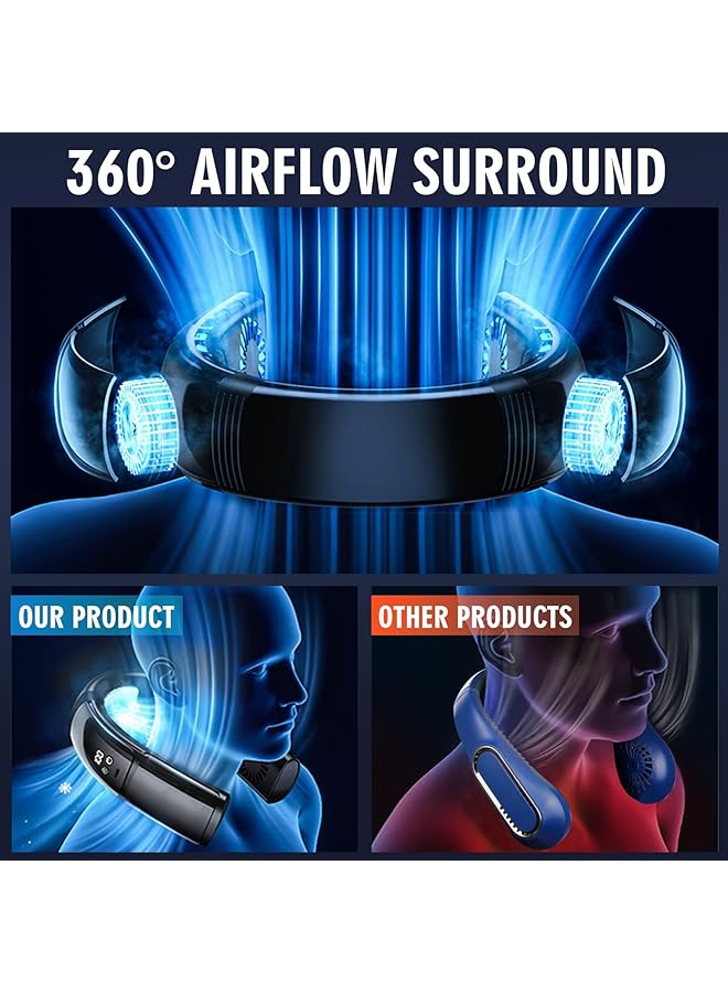 إيروريكس مروحة رقبة محمولة بدون شفرات مروحة رقبة محمولة قابلة لإعادة الشحن بقوة 4000 مللي أمبير في الساعة مع تدفق هواء بارد 360 درجة و5 سرعات وتصميم بدون استخدام اليدين للسفر والاستخدام الداخلي - Image 3
