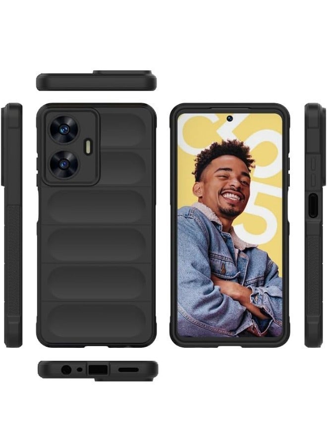 TEAM LUXURY Realme C55 Case, Realme C55 Creative TPU Protective Case, Comprehensive Anti-Fall and Shockproof Protective Case Cover for Realme C55 (4G 2023), Black - Image 1