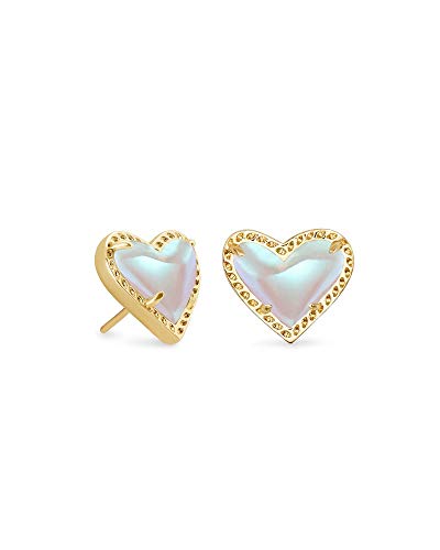 Kendra Scott Ari Heart Stud Earrings for Women, Fashion Jewelry, 14k Gold-plated, Iridescent Dichroic Glass - Image 4