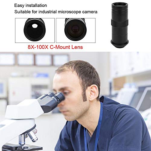 EBTOOLS 8X to 100X C Mount CCD Microscope Lens, Digital Industry Microscope Camera Lens 25mm Zoom Adjustable Magnification - Image 2