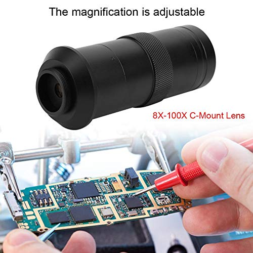 EBTOOLS 8X to 100X C Mount CCD Microscope Lens, Digital Industry Microscope Camera Lens 25mm Zoom Adjustable Magnification - Image 3