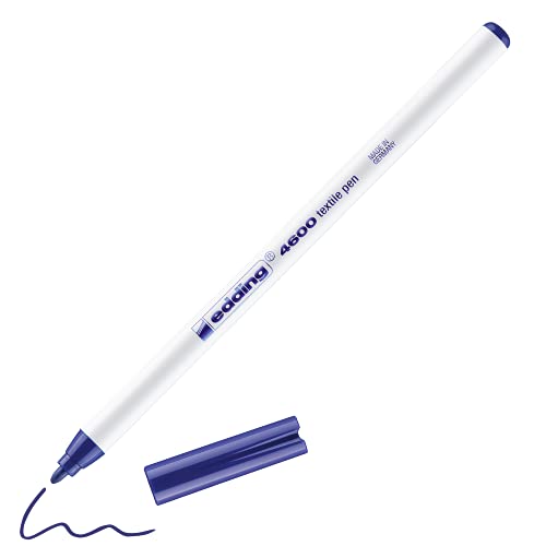edding 4600 textile pen - blue - 1 pen - round nib 1 mm - permanent fabric pens for drawing on textiles, wash-resistant up to 60 °C - fabric pen - Image 1