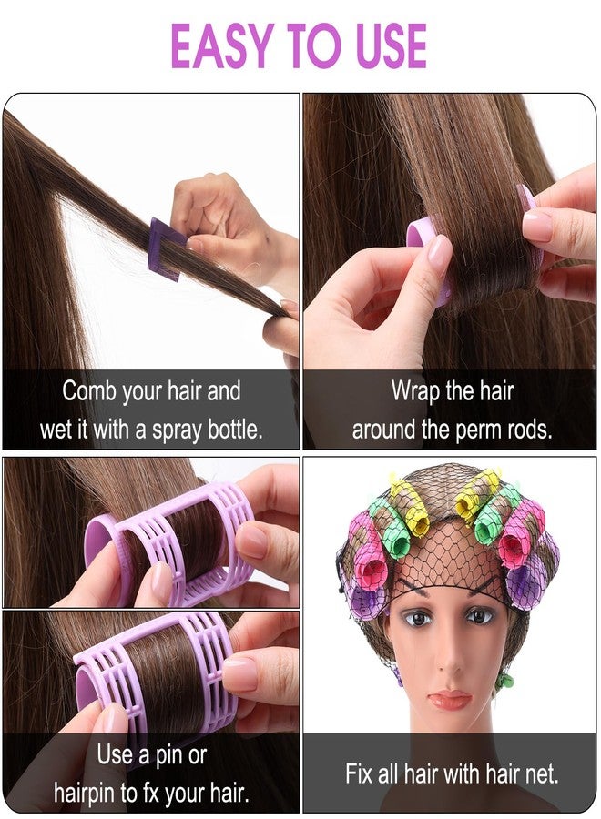 WILLBOND 65 Pieces Magnetic Hair Rollers Set Plastic Rollers Curlers with Clips 4 Sizes for Long Medium Short Hair, Duck Clips Hairnet Hairdressing Styling Tool(Light Color) - Image 4
