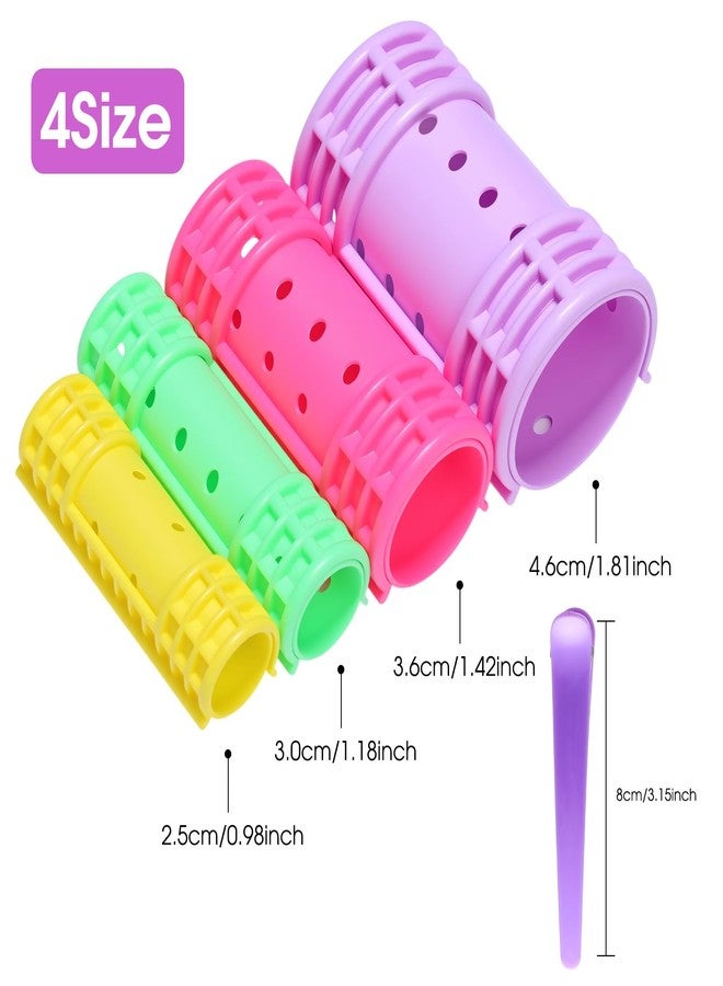 WILLBOND 65 Pieces Magnetic Hair Rollers Set Plastic Rollers Curlers with Clips 4 Sizes for Long Medium Short Hair, Duck Clips Hairnet Hairdressing Styling Tool(Light Color) - Image 2