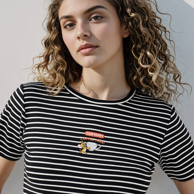 SP Characters  Tom and Jerry Embroidered T-shirt for Women | Best Price UAE