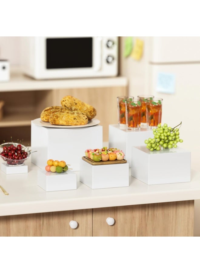 Bukela 6 Pcs White Acrylic Boxes for Display as Buffet Risers and Stands, Food Risers for Party, Table, including 8", 7", 6", 5", 4", 3" (Small, 6Pcs, White) - Image 4