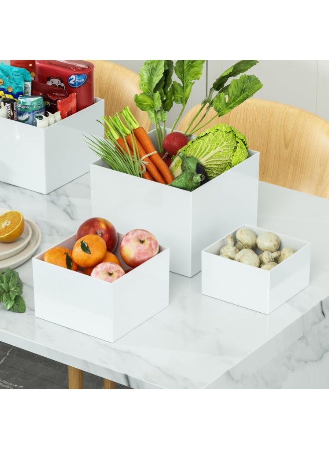 Bukela 6 Pcs White Acrylic Boxes for Display as Buffet Risers and Stands, Food Risers for Party, Table, including 8", 7", 6", 5", 4", 3" (Small, 6Pcs, White) - Image 5