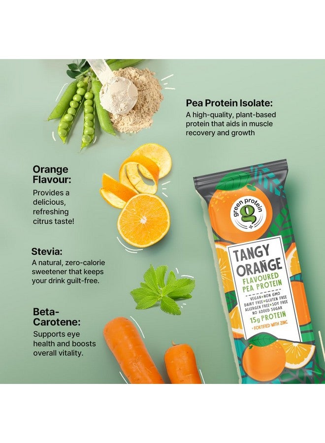 GREEN PROTEIN بروتين أخضر بروتين نباتي معزول من البازلاء، 15 جرام بروتين لكل حصة، بدون سكر مضاف، 100% نباتي، خالي من الصويا، خالي من الألبان، خالي من الجلوتين، خالي من مسببات الحساسية، بنكهة البرتقال، عبوة من 12، 23 جرام لكل منها - Image 3